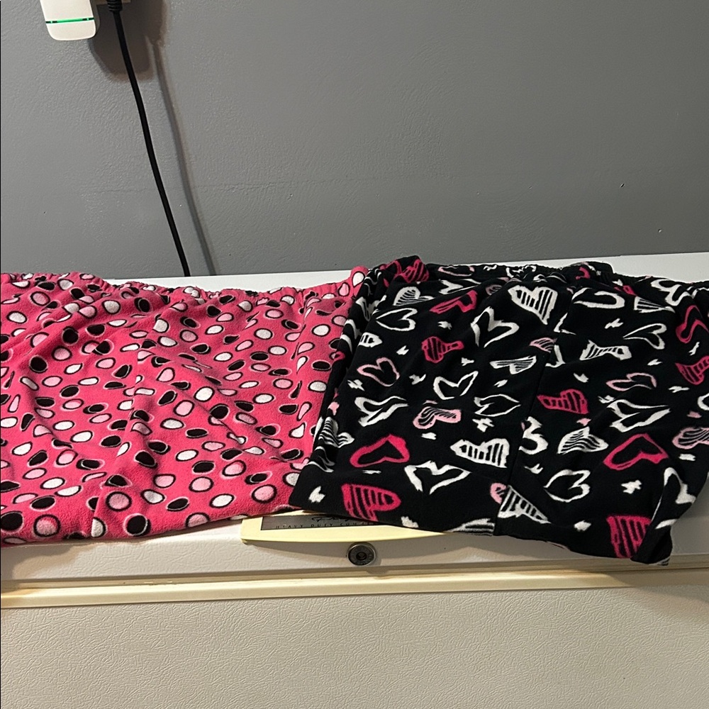 Pink and Black Heart and Dot Patterned ladies PJ Pants